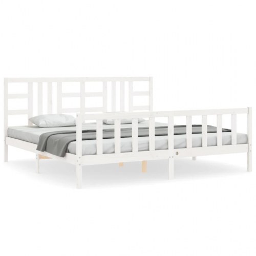 Sengeramme uden madras 200x200 cm massivt fyrretræ hvid