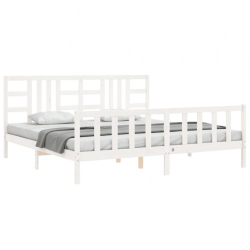 Sengeramme uden madras 200x200 cm massivt fyrretræ hvid