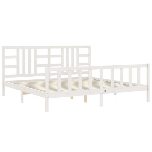 Sengeramme uden madras 200x200 cm massivt fyrretræ hvid