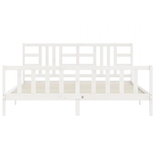 Sengeramme uden madras 200x200 cm massivt fyrretræ hvid