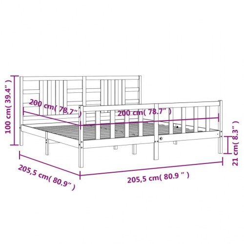 Sengeramme uden madras 200x200 cm massivt fyrretræ hvid