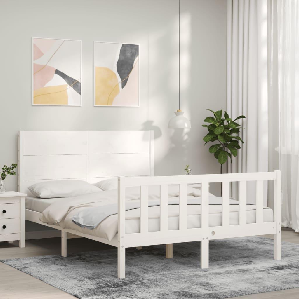 Sengeramme uden madras 120x200 cm massivt fyrretræ hvid