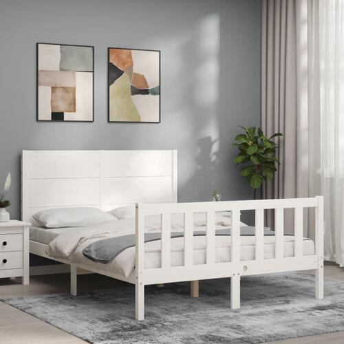 Sengeramme uden madras 120x200 cm massivt fyrretræ hvid