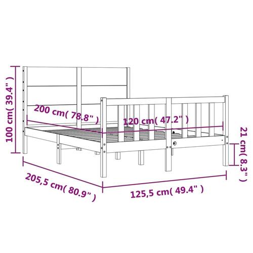 Sengeramme uden madras 120x200 cm massivt fyrretræ hvid