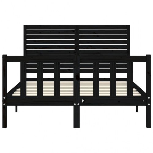 Sengeramme med sengegavl 140x190 cm massivt træ sort