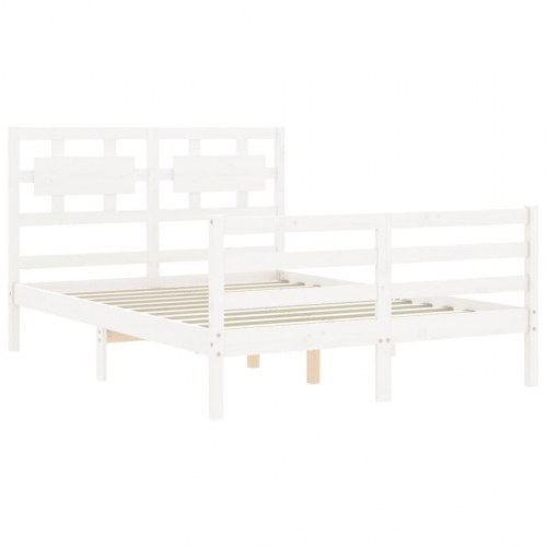 Sengeramme med sengegavl 120x200 cm massivt træ hvid