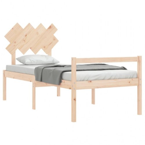 Seniorseng med sengegavl 90x200 cm - massivt fyrretræ