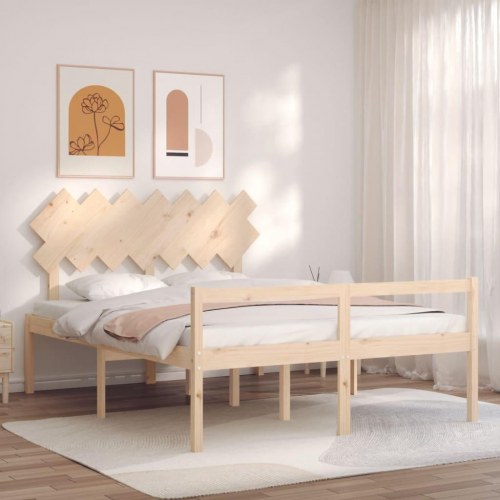Seniorseng med sengegavl 140x190 cm massivt træ