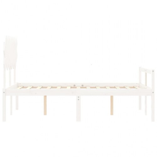 Seniorseng i massivt træ med sengegavl - hvid, 135 x 190 cm