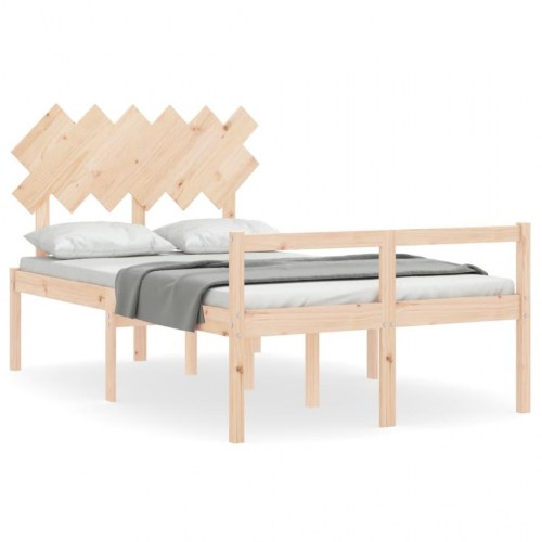 Seniorseng med sengegavl i massivt fyrretræ 135 x 190 cm