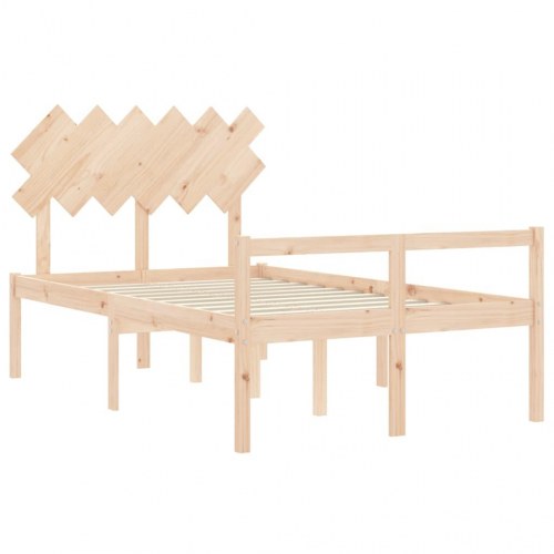 Seniorseng med sengegavl i massivt fyrretræ 135 x 190 cm