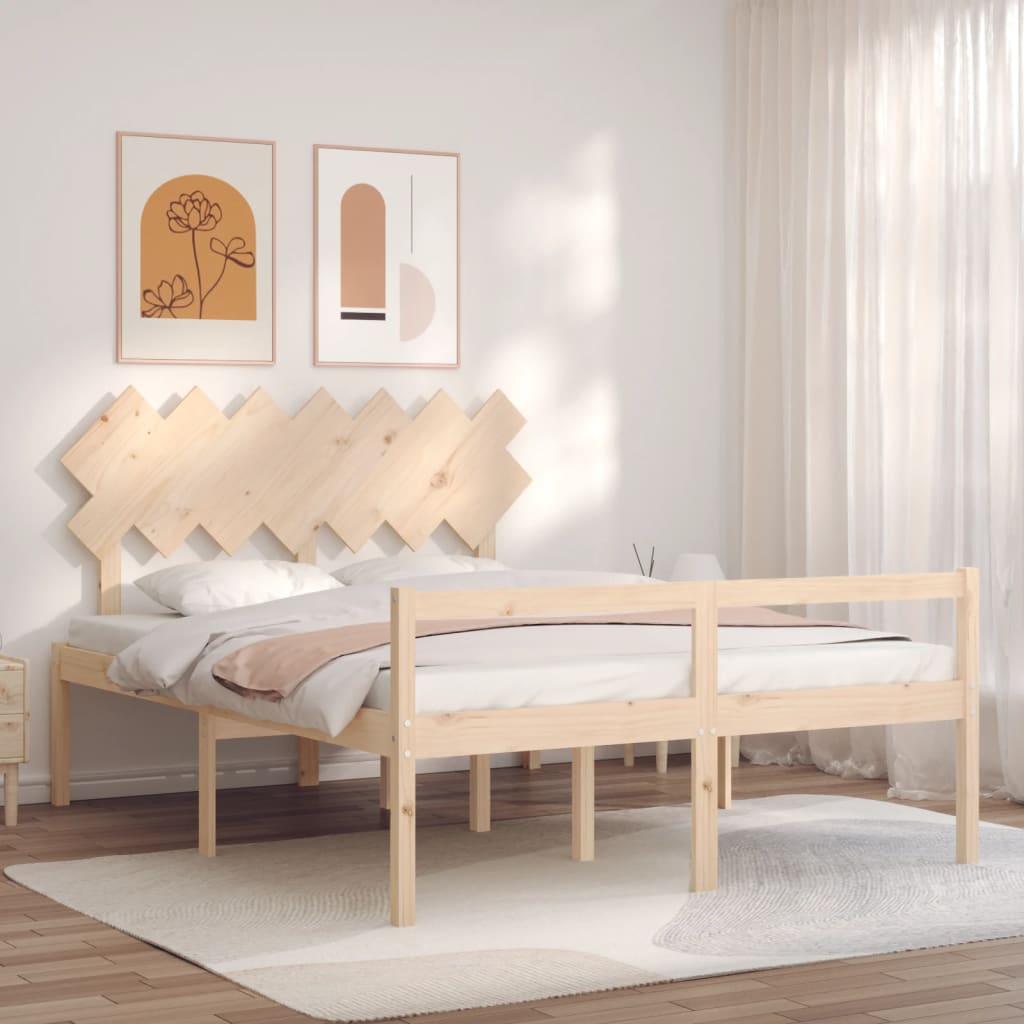 Seniorseng med sengegavl 140x200 cm massivt træ