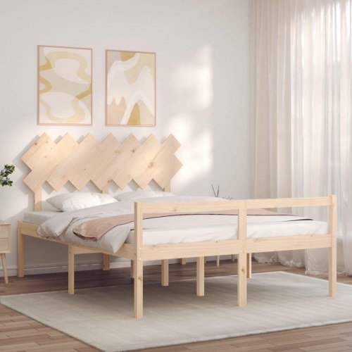 Seniorseng med sengegavl 140x200 cm massivt træ