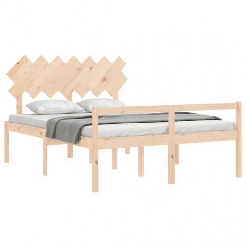Seniorseng med sengegavl 140x200 cm massivt træ