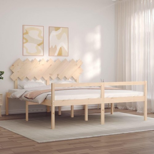 Seniorseng med sengegavl massivt træ