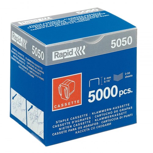 Rapid hæfteklammekassette 5050 - 5.000 stk, stål, 8,5 × 7,0 × 8,8 cm