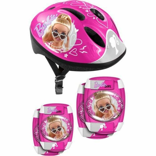 Cykelhjelm og knæbeskyttere til børn - Barbie, pink (50-56 cm)