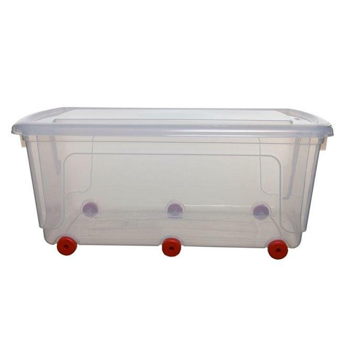 Opbevaringsboks med hjul Archivo 2000 Gennemsigtig Plastik 70 L 44 x 81 x 34 cm