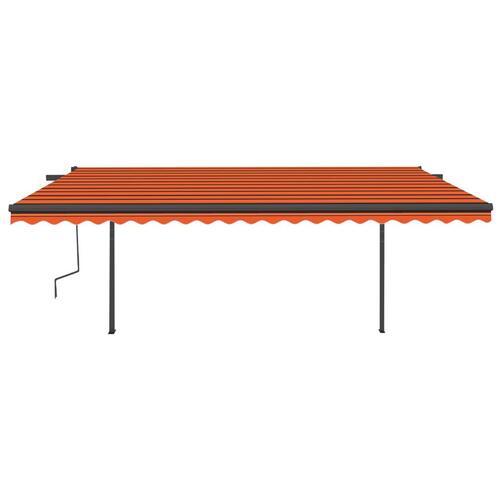 Foldemarkise med stolper 5x3,5 m automatisk orange og brun