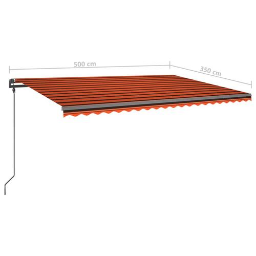 Foldemarkise med stolper 5x3,5 m automatisk orange og brun