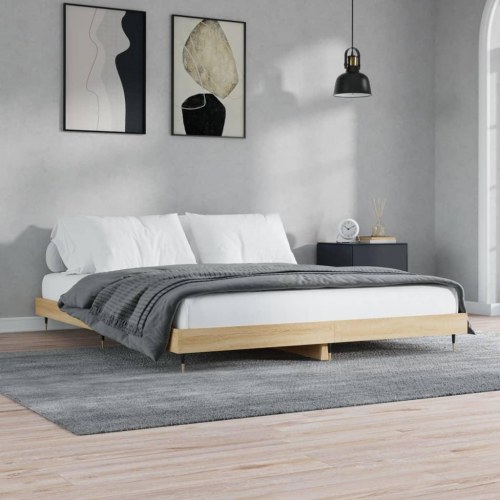 Sengeramme 150x200 cm uden madras konstrueret træ sonoma-eg