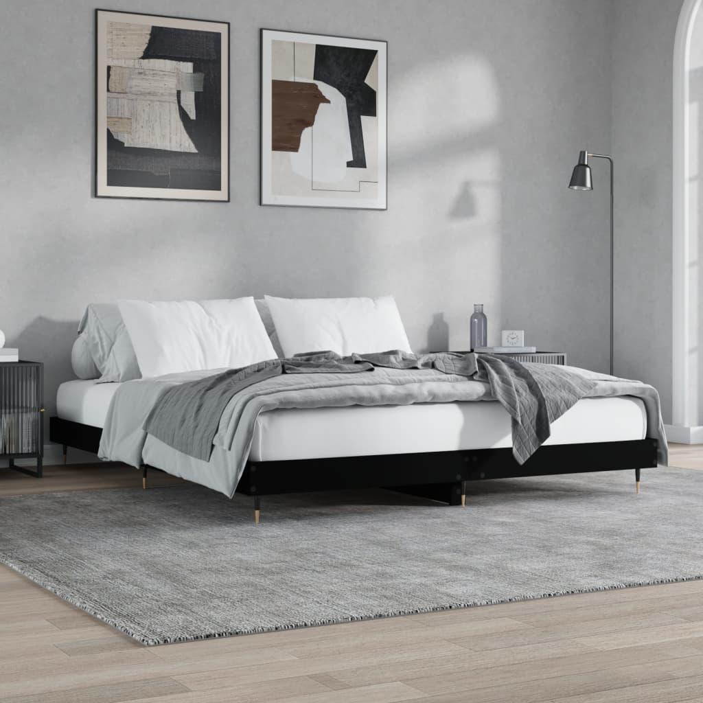 Sengestel 120x200 cm konstrueret træ sort