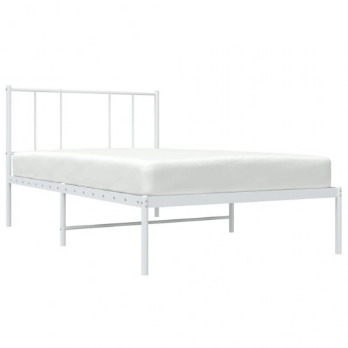 Sengeramme med sengegavl 90×190 cm - metal, hvid