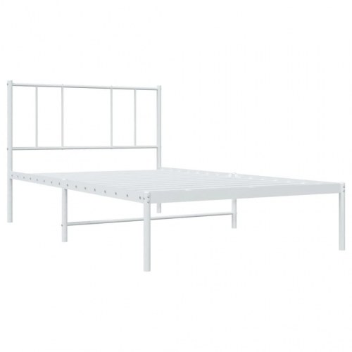 Sengeramme med sengegavl 90×190 cm - metal, hvid