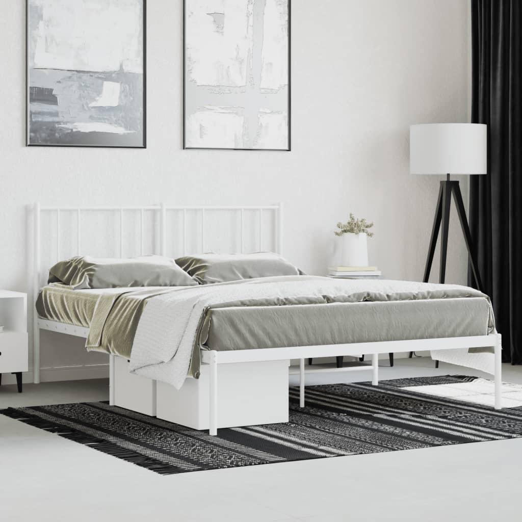Sengeramme Med Sengegavl Metal - Hvid / med hovedgærde / 120 x 190 cm