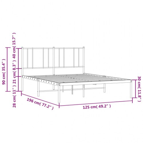 Sengeramme med sengegavl 120x190 cm metal hvid