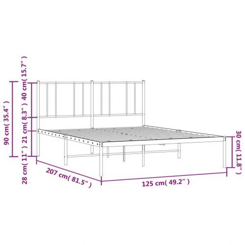 Sengeramme med sengegavl 120×200 cm - metal, hvid