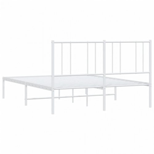 Sengeramme med sengegavl 135×190 cm - metal, hvid