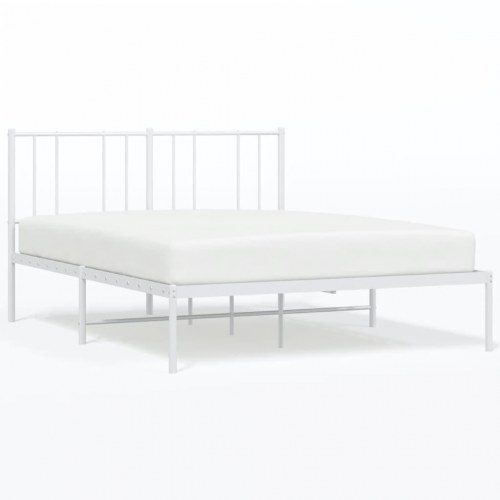 Sengeramme med sengegavl i metal 140×190 cm - hvid