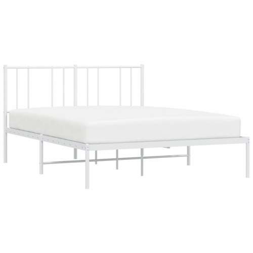 Sengeramme med sengegavl 150×200 cm - metal, hvid