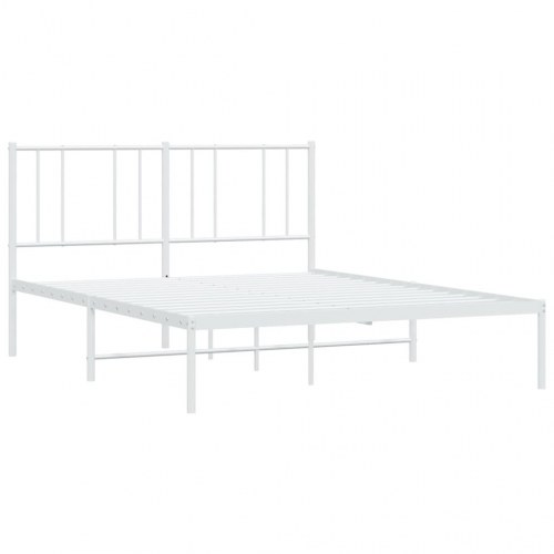 Sengeramme med sengegavl 150×200 cm - metal, hvid
