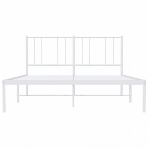 Sengeramme med sengegavl 150×200 cm - metal, hvid