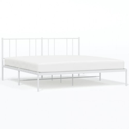 Sengeramme med sengegavl 180×200 cm - metal, hvid