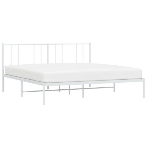 Sengeramme med sengegavl 180×200 cm - metal, hvid