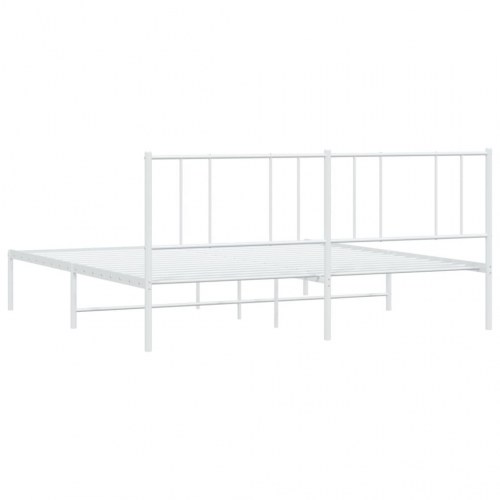 Sengeramme med sengegavl 180×200 cm - metal, hvid