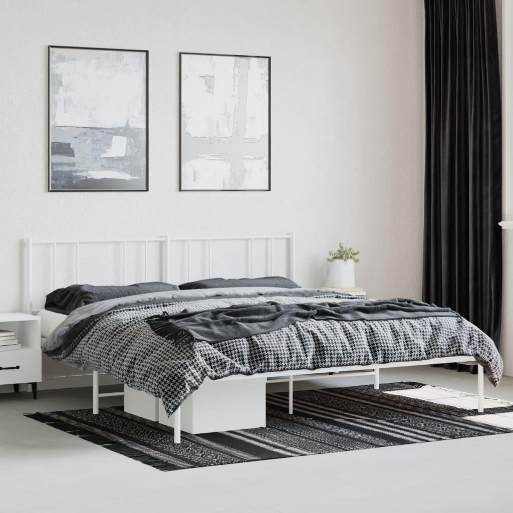 Sengeramme Med Sengegavl Metal - Hvid / med hovedgærde / 183 x 213 cm