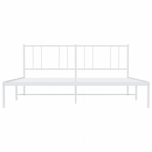 Sengeramme med sengegavl 183×213 cm - metal, hvid