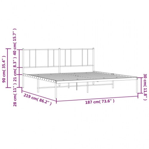 Sengeramme med sengegavl 183×213 cm - metal, hvid