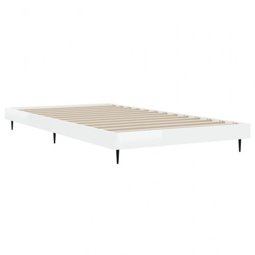 Sengeramme 90x200 cm i konstrueret træ - hvid højglans