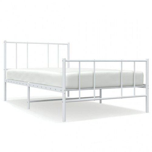 Sengeramme med sengegavl og fodgærde 90 x 200 cm i metal - hvid