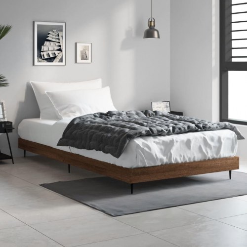 Sengeramme 90x200 cm i konstrueret træ - brunt eg, uden madras