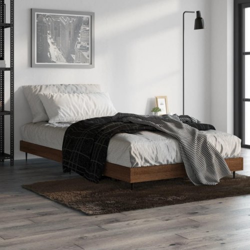 Sengeramme 90x200 cm i konstrueret træ - brunt eg, uden madras