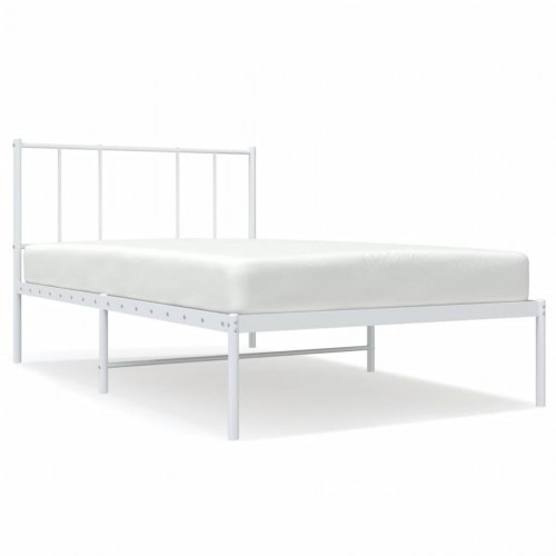 Sengeramme med sengegavl 100×200 cm - metal, hvid