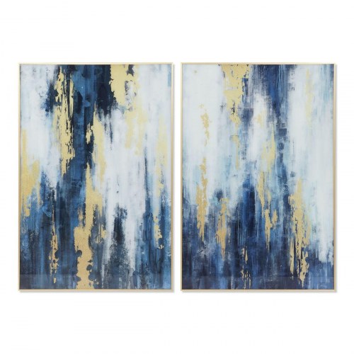 Malerisæt - Aluminium & krystal, 80 × 120 cm (2 stk.), Abstrakt i blå/guld