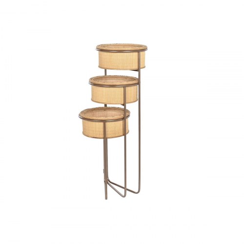 Urtepotte i bambus og jern - sort/brun, 55 × 42 × 79 cm, tropisk design