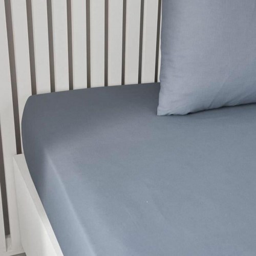 TODAY faconsyet lagen - 140 × 190 cm, grå (Denim) - 100 % bomuld